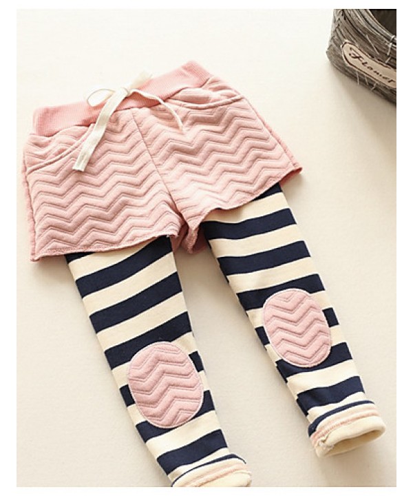 Girl's Casual/Daily Striped PantsCotton Winter Black / Pink  