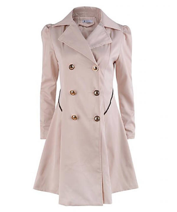 Women's Casual/Daily Sophisticated Coat,Solid Peaked Lapel Long Sleeve Winter Blue / Beige / Black Others Thick
