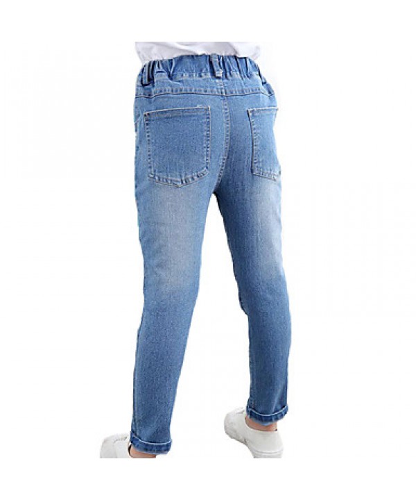 Girl's Casual/Daily Solid PantsCotton Fall Blue  