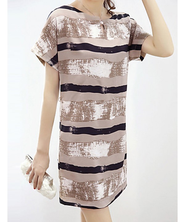 Women's Sexy / Simple Striped A Line Dress,V Neck Mini Polyester