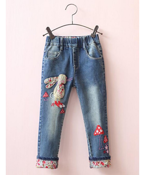 Girl's Casual/Daily Print Pants / JeansCotton Spring / Fall Blue  