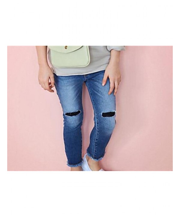 Girl's Casual/Daily Solid PantsCotton Fall Blue  