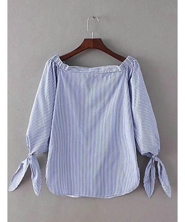Women Sexy Slash Neck Off Shoulder Strapless Long Sleeve Bowknot Blouse Top Casual Loose Shirt