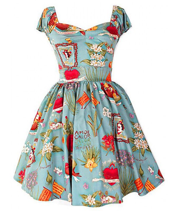 Women's Going out Vintage A Line Dress,Print ...