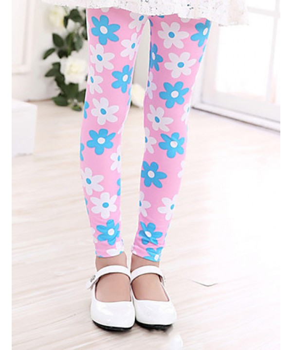 Girl's Casual/Daily Floral Leggings,Cotton Summer ...