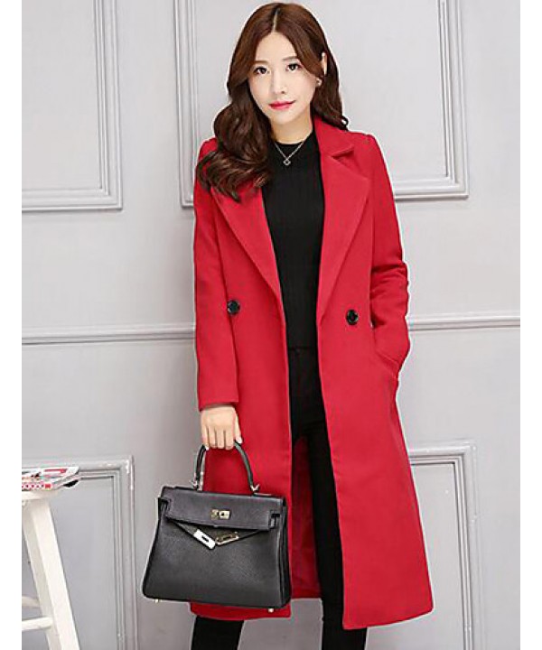 Women's Casual/Daily Simple Slim Large Size Coat,S...
